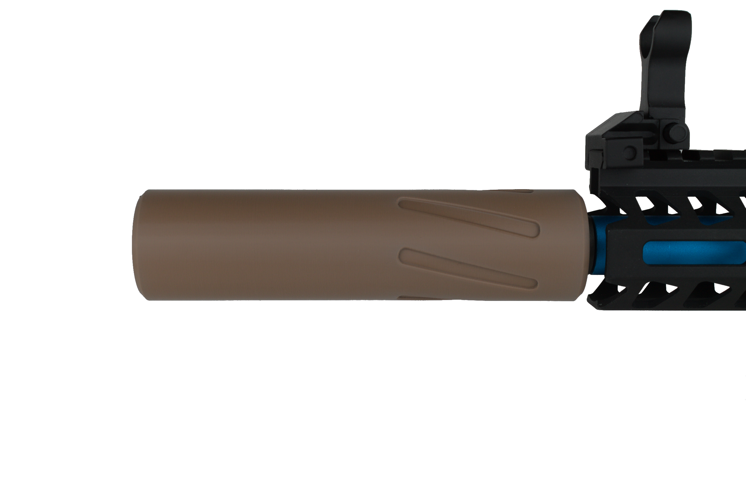 MJM-5 Spiral Flute Airsoft Mock Suppressor 14mm CCW FDE (Flat Dark Earth)